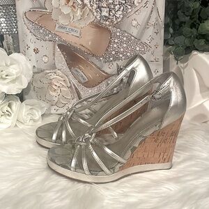 Coach Silver Metallic Espadrilles, Wedges
